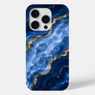 Luxury Sapphire Marble Agate iPhone 15 Pro Case
