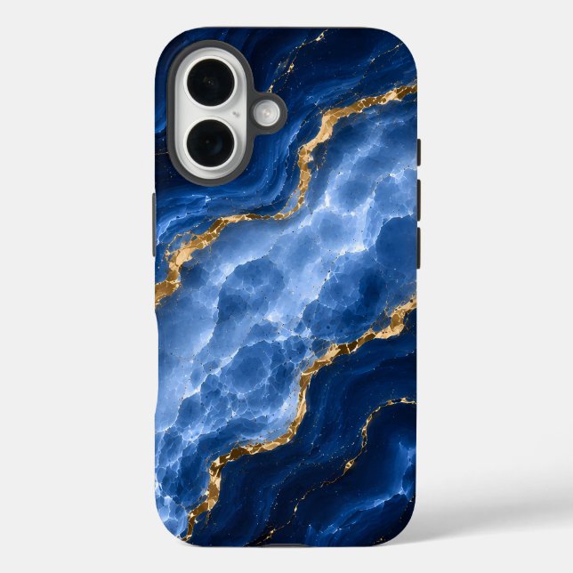 Luxury Sapphire Marble Agate Case-Mate iPhone Case (Back)