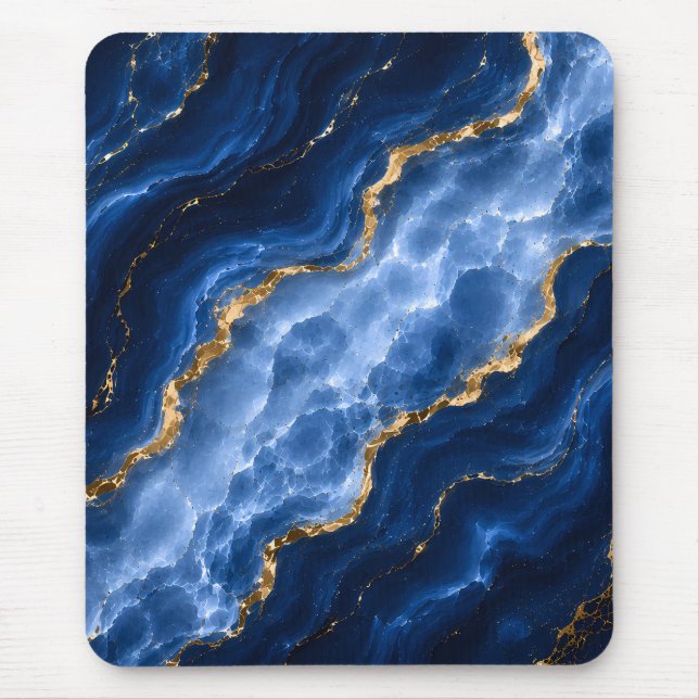 Luxury Sapphire Marble Agate Mouse Pad (Front)