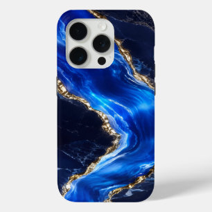 Luxury Sapphire Marble River iPhone 15 Pro Case