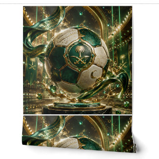 Luxury Saudi Football Wallpaper | Green & Gold