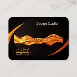 Luxury Scarlet Gold Swirl –  High-End Executive Business Card