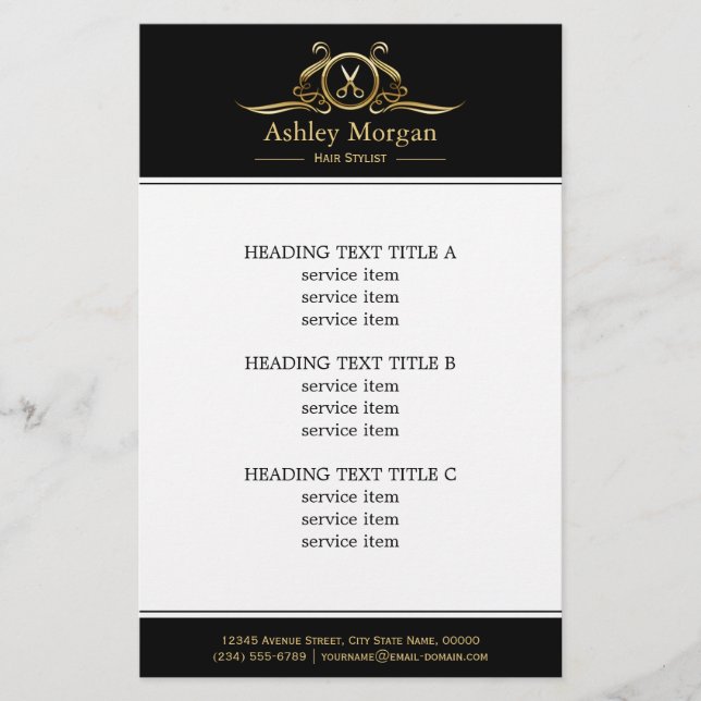 Luxury Scissors Logo Hair Stylist Beauty Salon Flyer (Front)