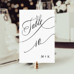 Luxury Script Black and White Wedding Number 10, Table Number<br><div class="desc">Table 10. Please check all available numbers. | Luxury and elegant swirly calligraphy wedding table number with your initials.  For more advanced customisation of this design,  please click the BLUE DESIGN TOOL BUTTON above!</div>