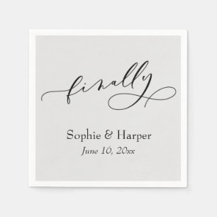 Luxury Script Font Simple Typography Finally Grey Napkin