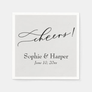 Luxury Script Simple Typography Cheers! Grey Napkin