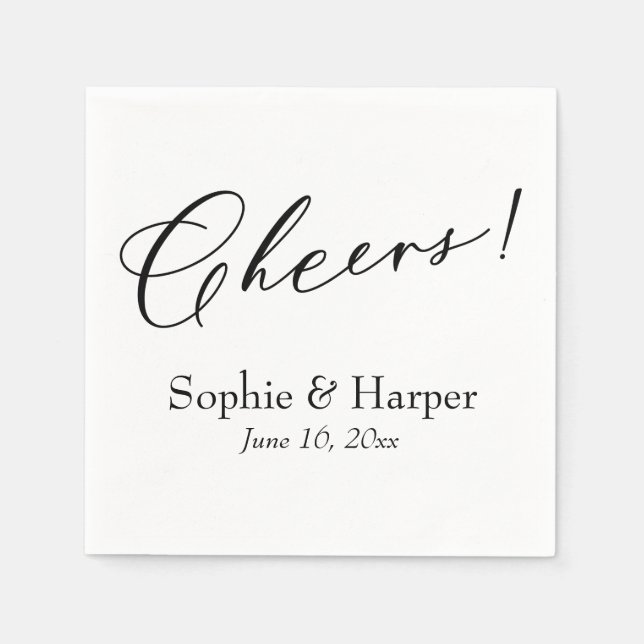 Luxury Script Simple Typography Cheers! Napkin (Front)