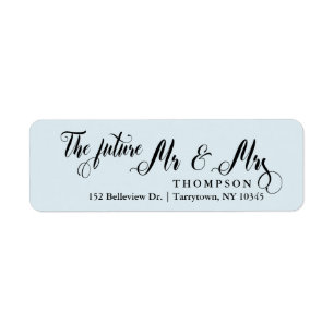 Luxury Script The Future Mr and Mrs Light Blue Return Address Label