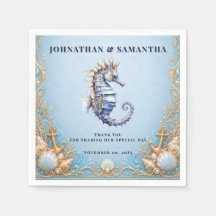 Luxury seahorse beach theme wedding anchor shells