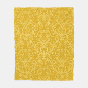 Luxury seamless golden floral wallpaper fleece blanket