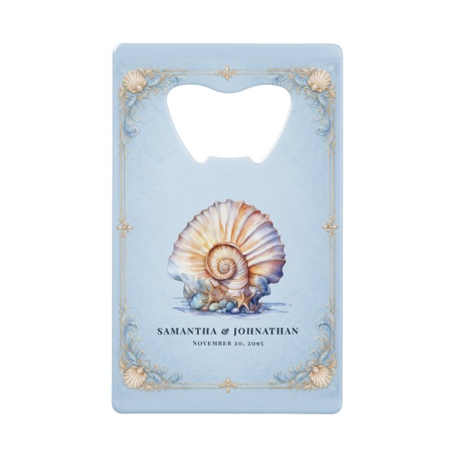 Luxury seashell beach theme wedding favours (Front)