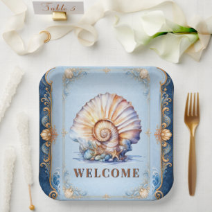 Luxury seashell theme event beach picnic supplies paper plate