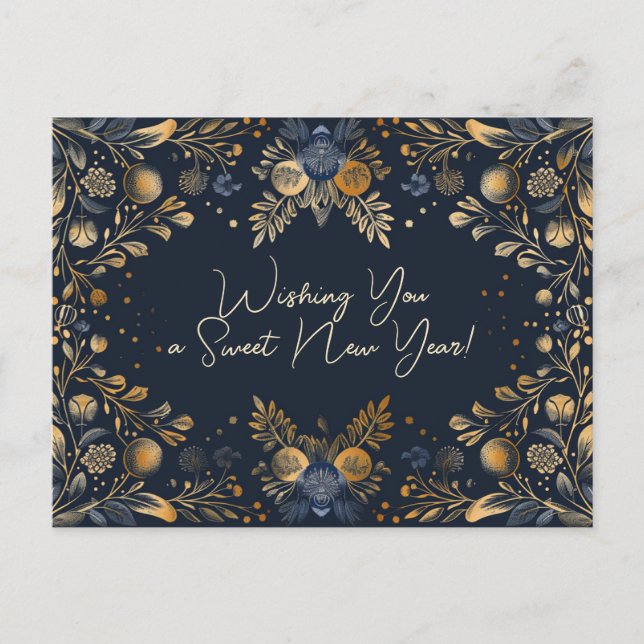 Luxury  Shana Tova - blue & yellow Postcard (Front)