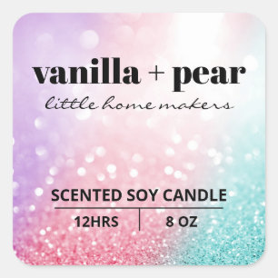 Luxury Shimmer Pastel Pink Blue Soy Candle Labels