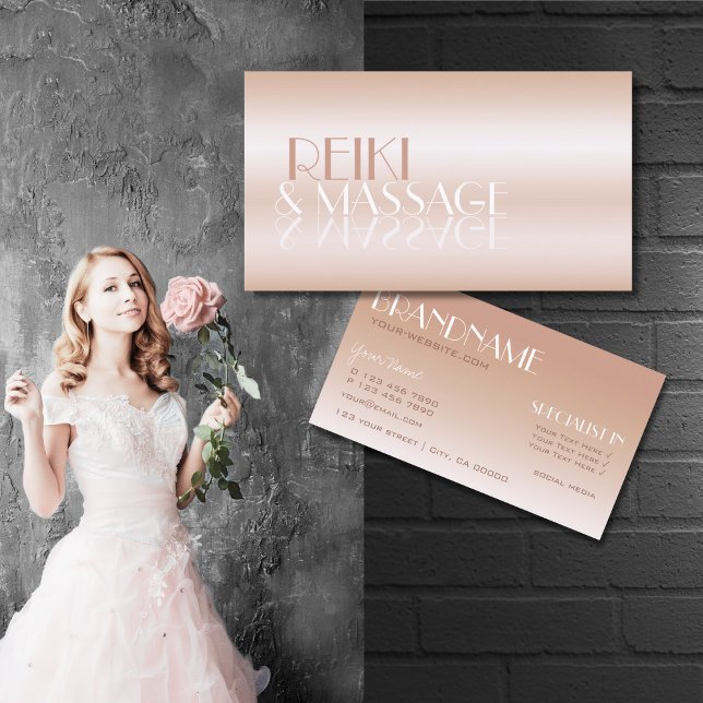Luxury Shimmering Light Rose Golden Mirror Font Business Card (Creator Uploaded)