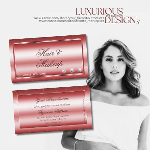 Luxury Shimmery Red with Diamonds Noble and Modern Business Card