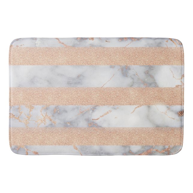 Luxury Shiny Glitter Stripes Ombre Marble Bath Mat (Front)