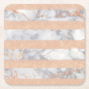 Luxury Shiny Glitter Stripes Ombre Marble Square Paper Coaster