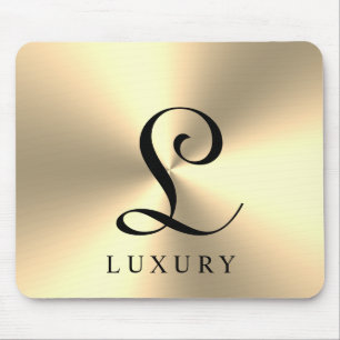 Luxury shiny gold metallic custom name monogram mouse pad