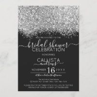 Luxury Silver Black Glitter Confetti Bridal Shower