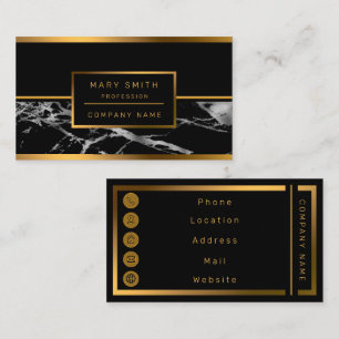 Luxury Silver Black Marble Customise Business Card