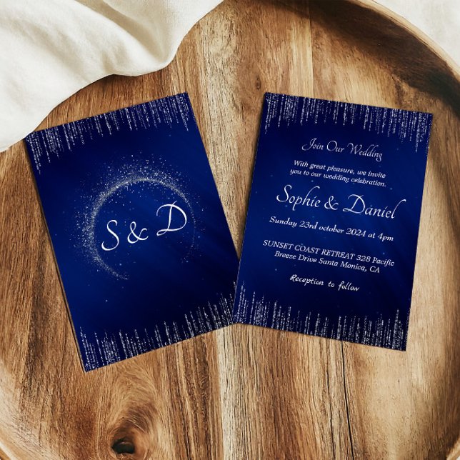 Luxury Silver Blue Wedding Invitation (Creator Uploaded)