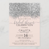 Luxury Silver Blush Glitter Confetti Bridal Shower