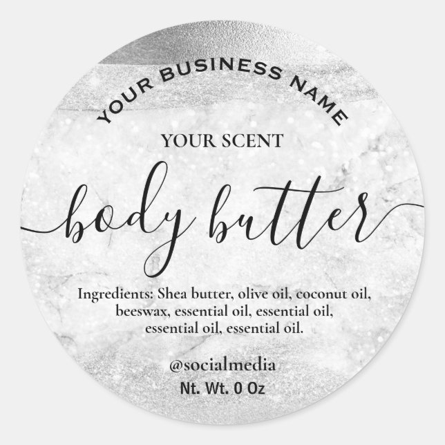 Luxury Silver Body Butter Labels (Front)