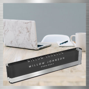 Luxury Silver Classy Executive Business Gift  Nameplate