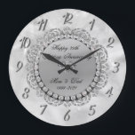 Luxury Silver Diamonds 25th Wedding Large Clock<br><div class="desc">Elegant silver diamonds wedding anniversary clock.</div>