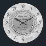 Luxury Silver Diamonds 25th Wedding Large Clock<br><div class="desc">Elegant silver diamonds wedding anniversary clock.</div>