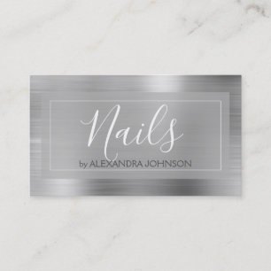Luxury Silver Finger Nails Salon Business Card