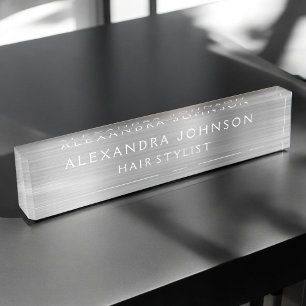Luxury Silver Foil Modern Nameplate