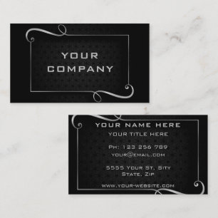 Luxury Silver Frame and Text Black Professional Business Card