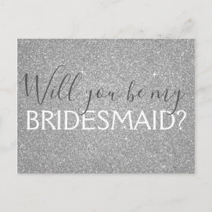 Luxury Silver Glitter and Sparkle Bridesmaid Invitation Postcard