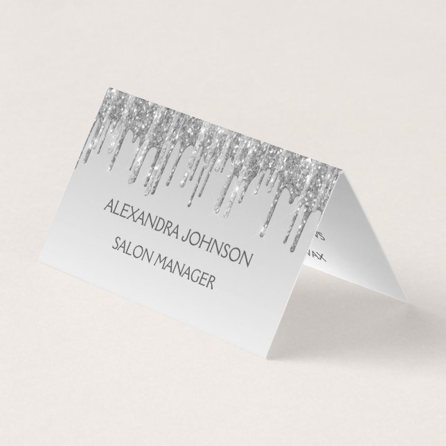 Luxury Silver Glitter and Sparkle Business Card (Front)