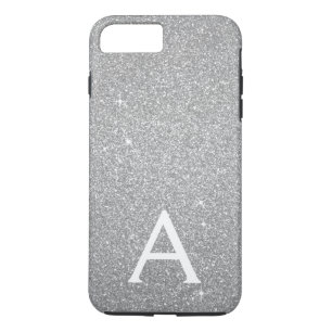 Luxury Silver Glitter and Sparkle Monogram iPhone 8 Plus/7 Plus Case