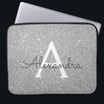 Luxury Silver Glitter and Sparkle Monogram Laptop Sleeve<br><div class="desc">Luxury Silver Faux Glitter and Sparkle Elegant Monogram Case. This case can be customised to include your initial and first name.</div>