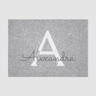 Luxury Silver Glitter and Sparkle Monogram Tissue Paper