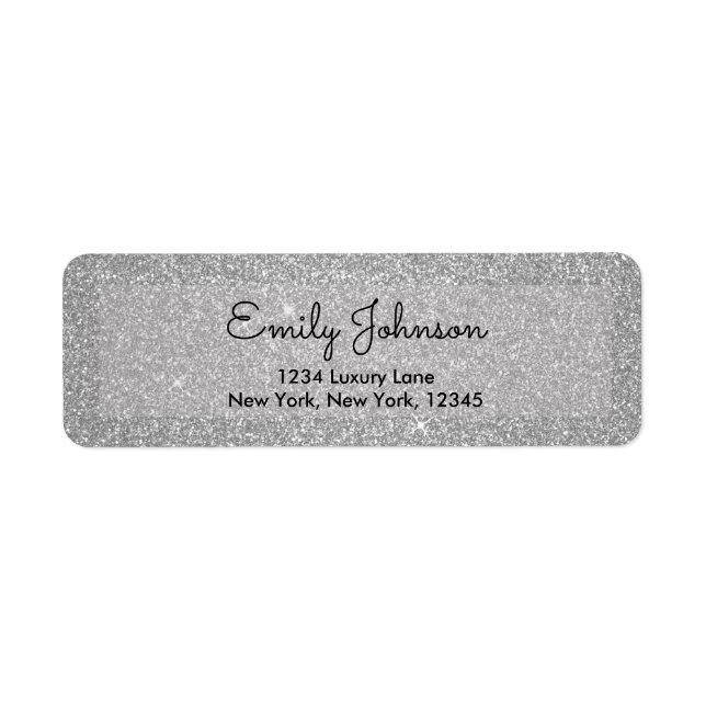 Luxury Silver Glitter and Sparkle Return Address Label (Front)