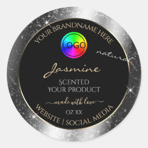 Luxury Silver Glitter Frame Product Label and Logo