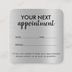 Luxury Silver Glitter Salon Supplies Appointment Card
