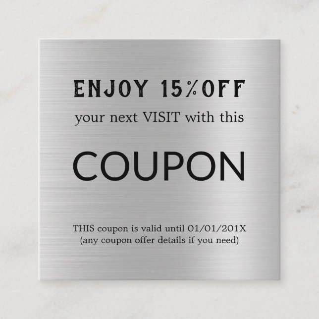 Luxury Silver Glitter Salon Supplies Discount Card (Front)