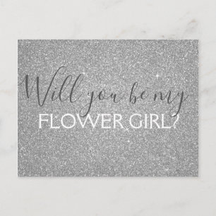 Luxury Silver Glitter & Sparkle Flower Girl Invitation Postcard