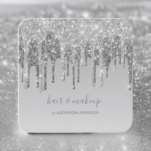 Luxury Silver Glitter Sparkle Hair Makeup Business Card