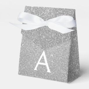 Luxury Silver Glitter & Sparkle Monogram Favour Box