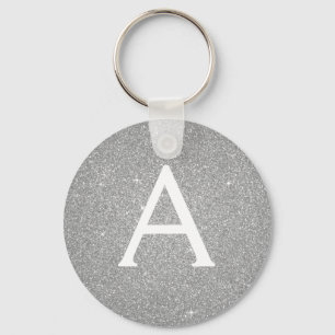Luxury Silver Glitter & Sparkle Monogram Key Ring
