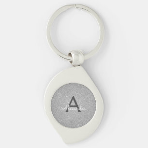 Luxury Silver Glitter & Sparkle Monogram Key Ring