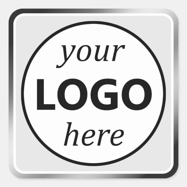Luxury Silver Grey Colour Gradient Your Logo Here Square Sticker (Front)