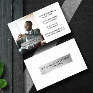 Luxury Silver Law Firm Minimal Professional Photo Business Card